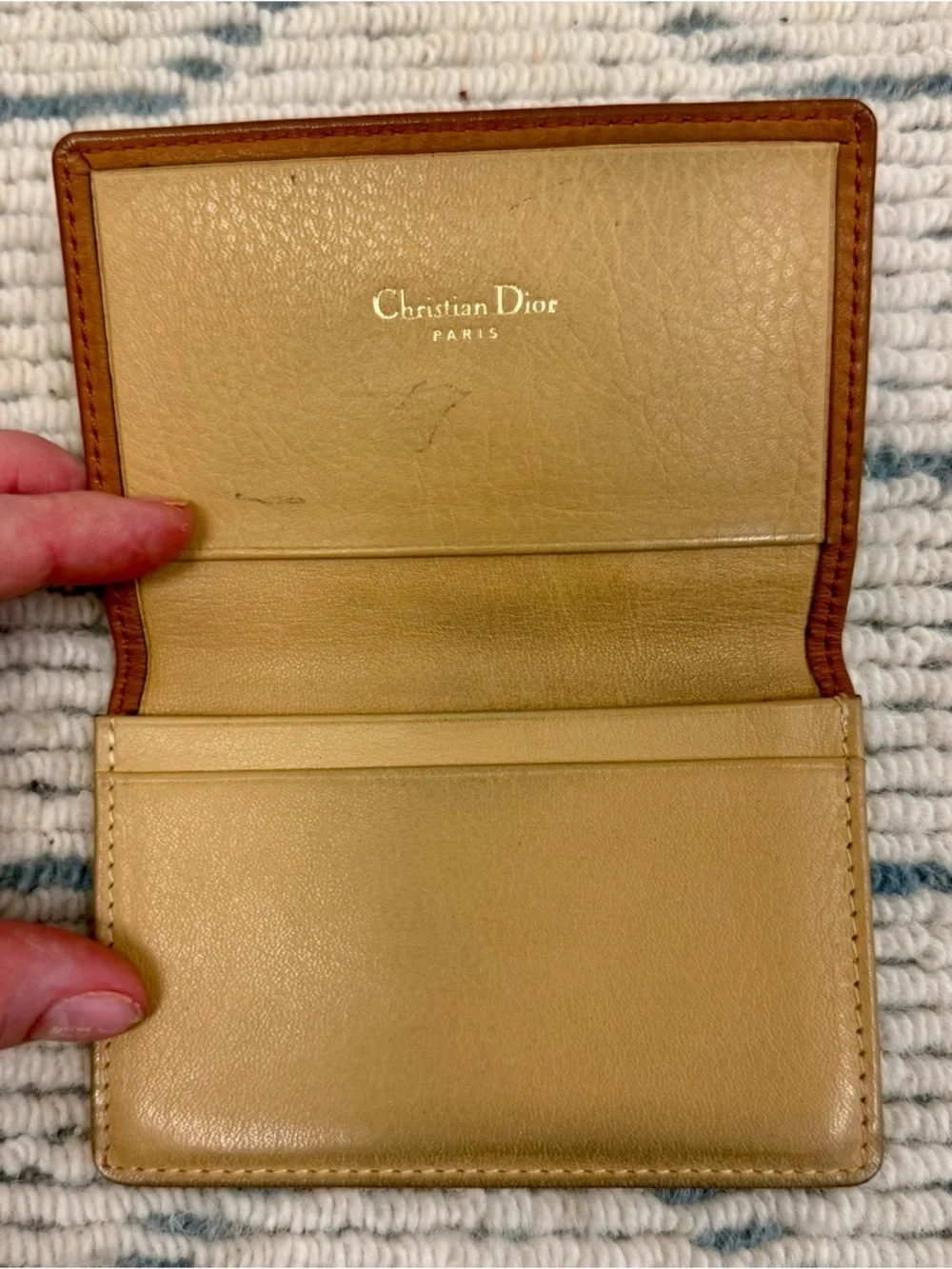 DIOR Vintage Y2K Rare Unisex Brown Leather Classic CD Logo Card Holder Wallet